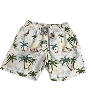 Uillnoodu Mens Swim Trunks Quick Dry Hawaiian Palm Tree Swim Shorts / Mesh SZ M